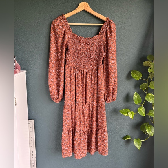 AUW FLORAL SMOCKED DRESS SMALL - Picture 1 of 6